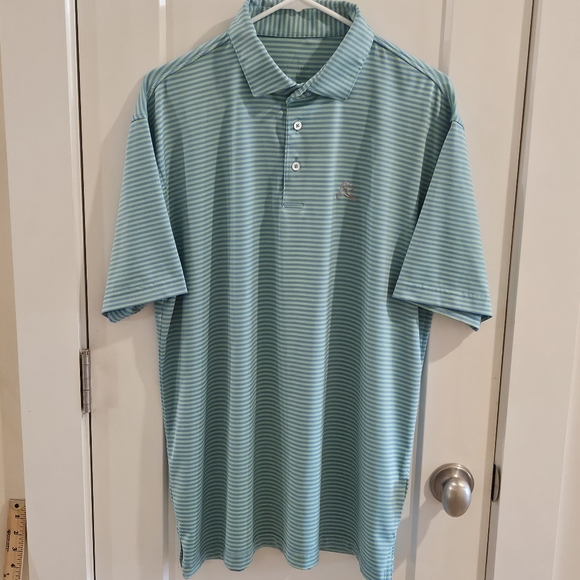 Rhoback Other - Rhoback Performance Golf Polo Shirt - Green & Blue Striped - Size Large